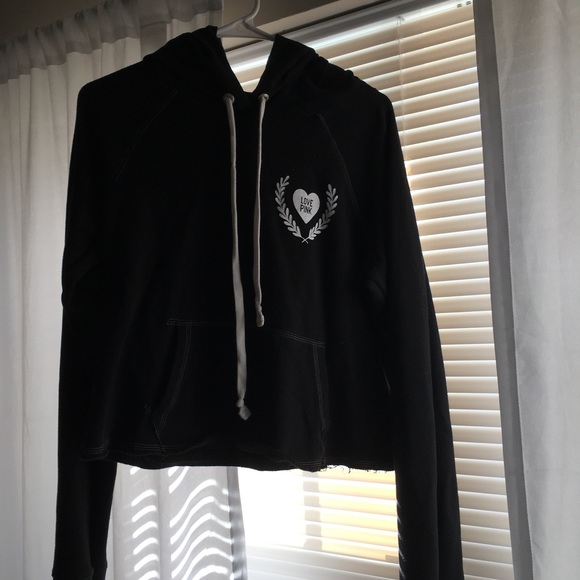 PINK Victoria's Secret Tops - Victoria Secret Black Cropped Sweatshirt
